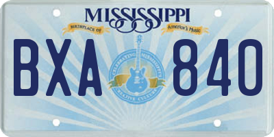 MS license plate BXA840