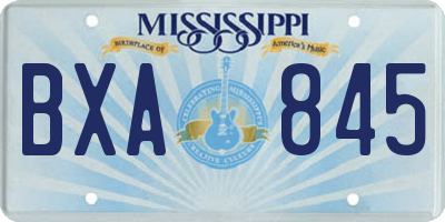 MS license plate BXA845