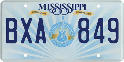 MS license plate BXA849