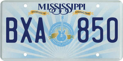 MS license plate BXA850
