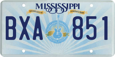 MS license plate BXA851