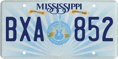 MS license plate BXA852