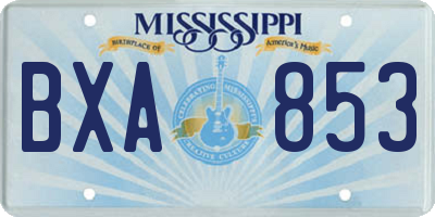 MS license plate BXA853