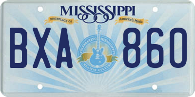 MS license plate BXA860