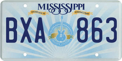 MS license plate BXA863