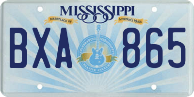 MS license plate BXA865