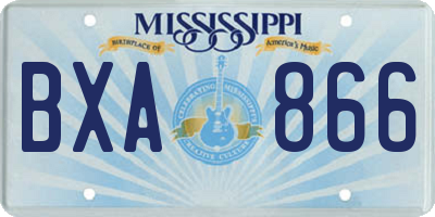 MS license plate BXA866