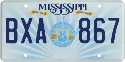MS license plate BXA867