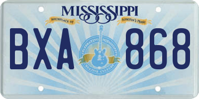 MS license plate BXA868
