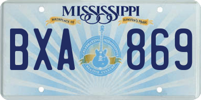 MS license plate BXA869