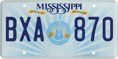 MS license plate BXA870