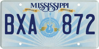 MS license plate BXA872