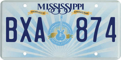 MS license plate BXA874
