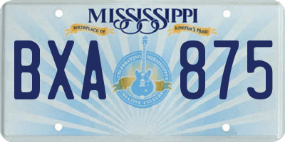 MS license plate BXA875