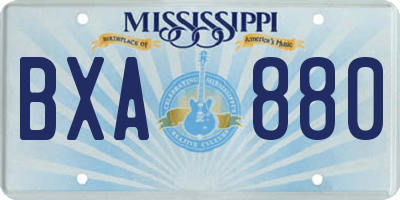 MS license plate BXA880