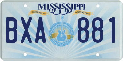 MS license plate BXA881