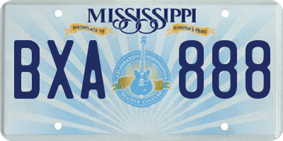 MS license plate BXA888