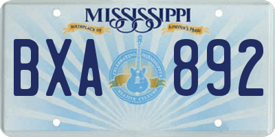 MS license plate BXA892