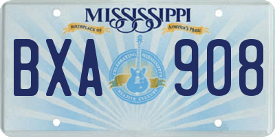 MS license plate BXA908