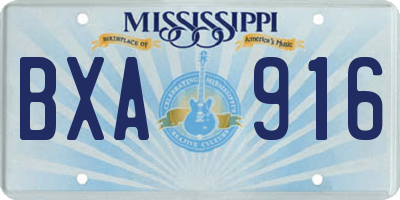 MS license plate BXA916