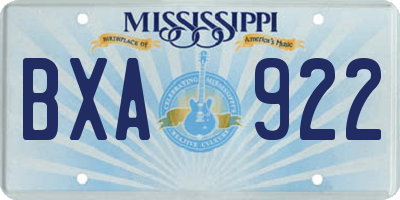 MS license plate BXA922
