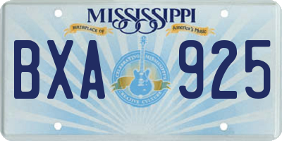 MS license plate BXA925