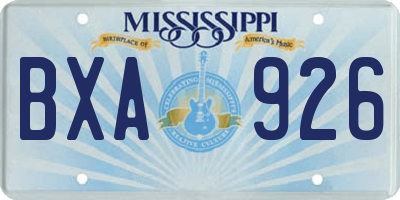 MS license plate BXA926