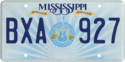 MS license plate BXA927
