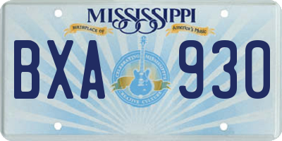 MS license plate BXA930