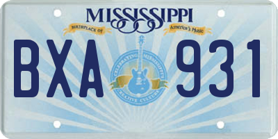 MS license plate BXA931