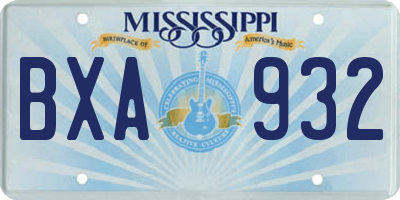 MS license plate BXA932