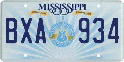 MS license plate BXA934