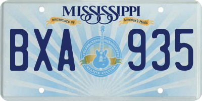 MS license plate BXA935