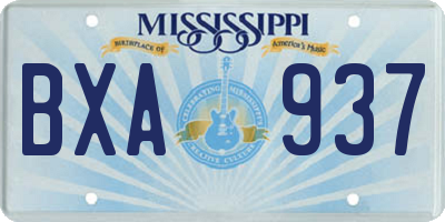 MS license plate BXA937