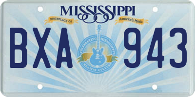 MS license plate BXA943