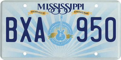 MS license plate BXA950