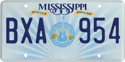 MS license plate BXA954