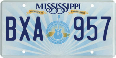 MS license plate BXA957