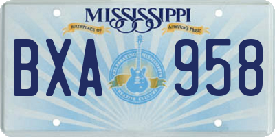 MS license plate BXA958