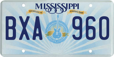 MS license plate BXA960