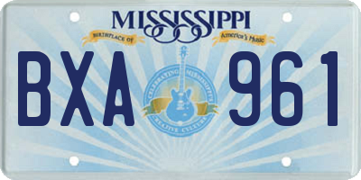 MS license plate BXA961