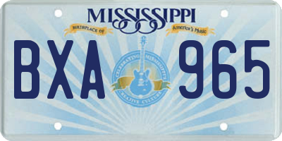 MS license plate BXA965