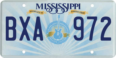 MS license plate BXA972