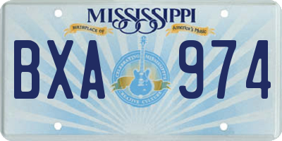 MS license plate BXA974
