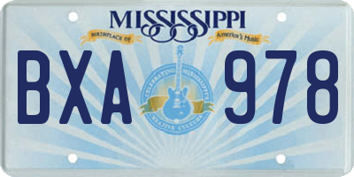 MS license plate BXA978