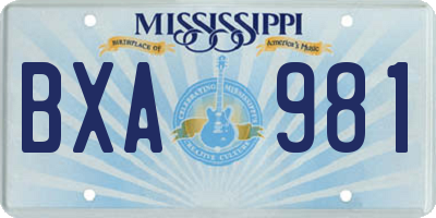 MS license plate BXA981