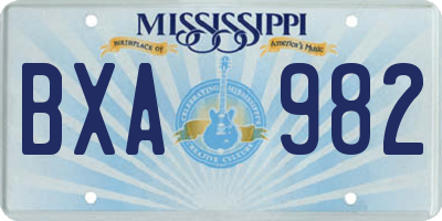 MS license plate BXA982