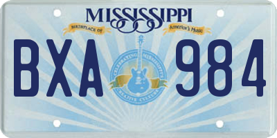 MS license plate BXA984