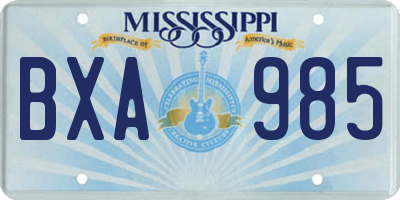 MS license plate BXA985