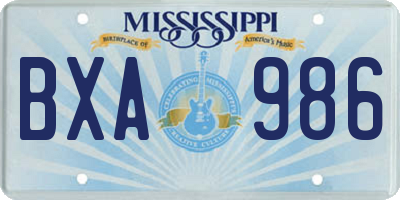 MS license plate BXA986